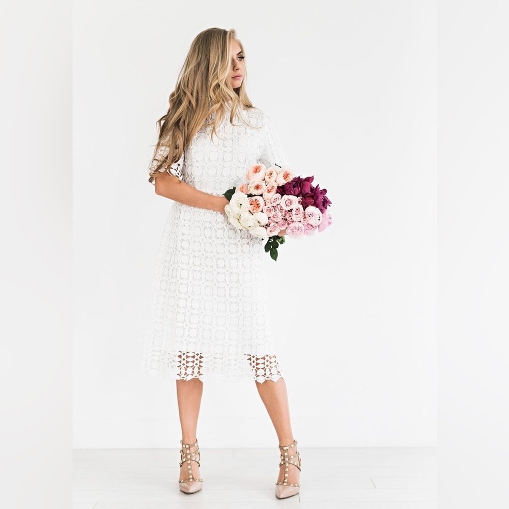 White Lace Midi Dress